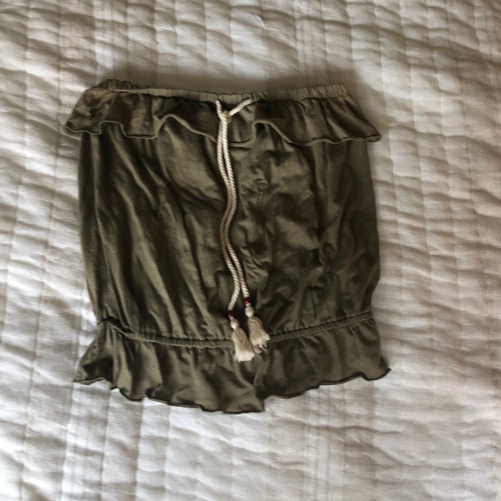 Olive green boho tube top size S